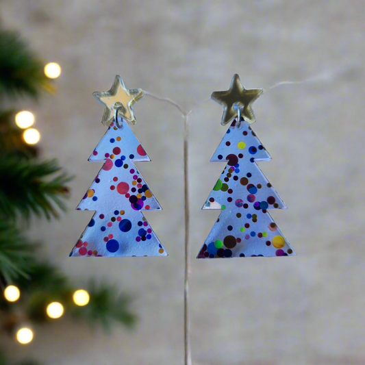 Christmas Tree and Star Confetti Earrings